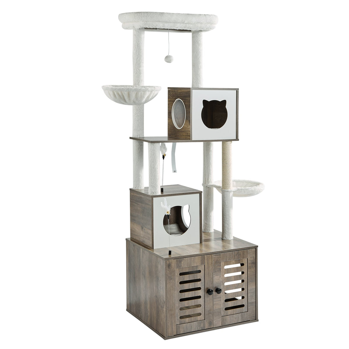 VEVOR 2 in 1 Cat Tower with Toilet Compartment and Play Zone