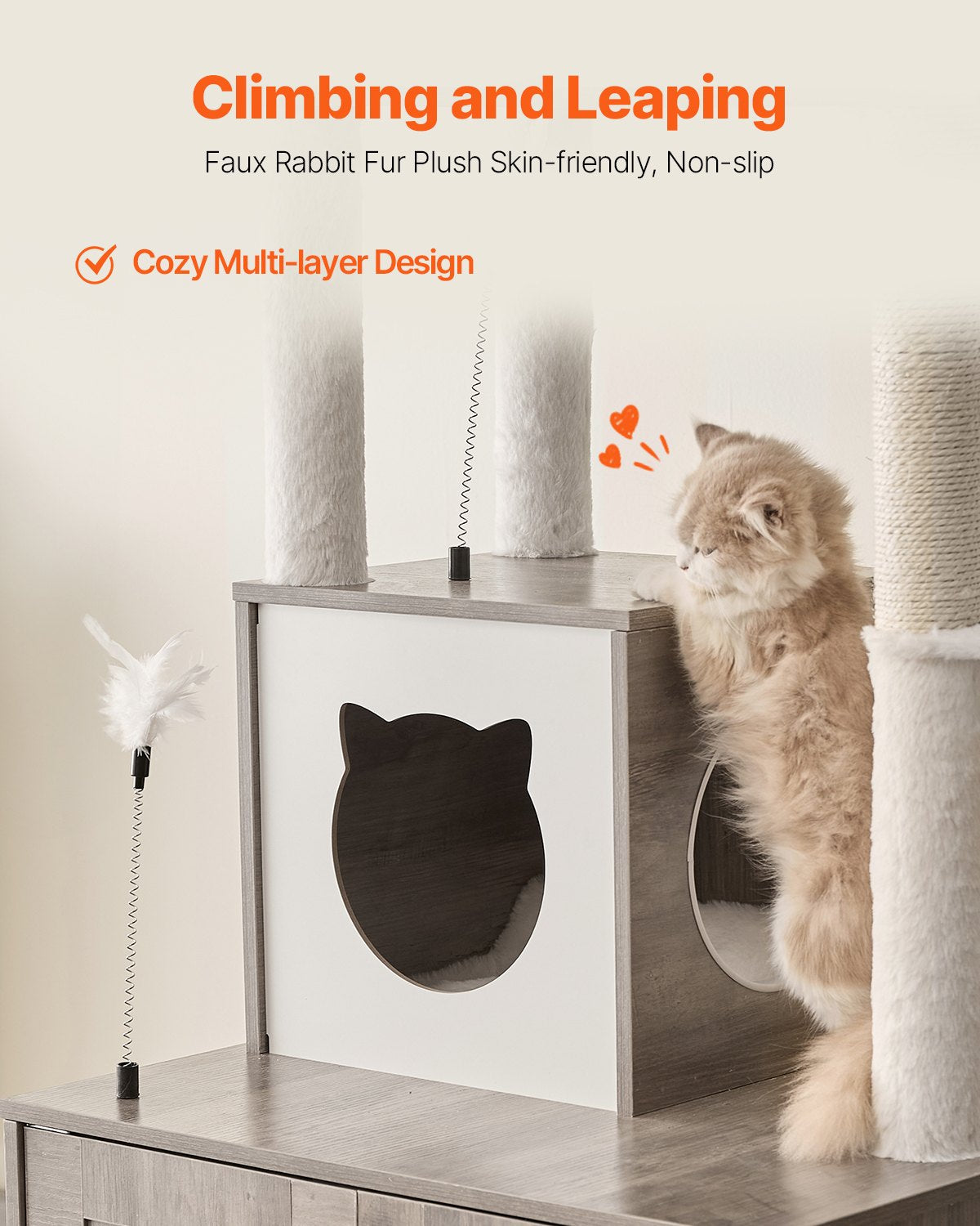 VEVOR 2 in 1 Cat Tower with Toilet Compartment and Play Zone