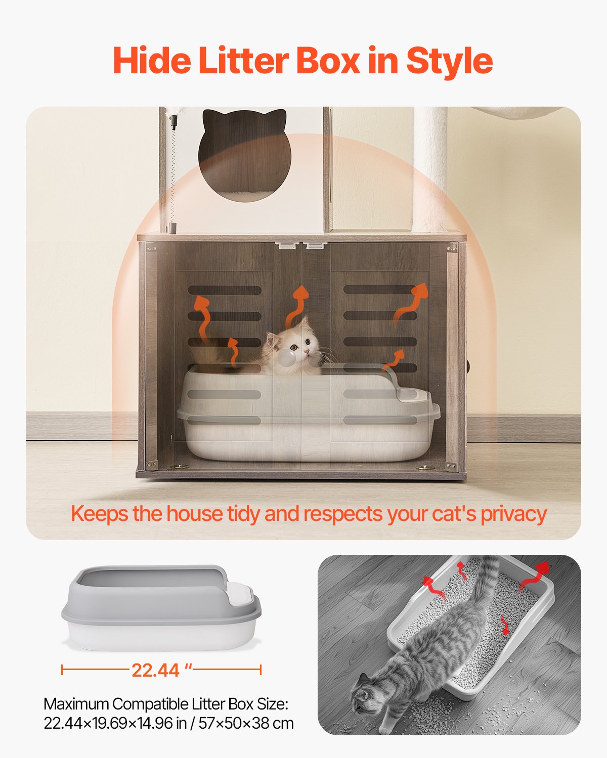 VEVOR 2 in 1 Cat Tower with Toilet Compartment and Play Zone