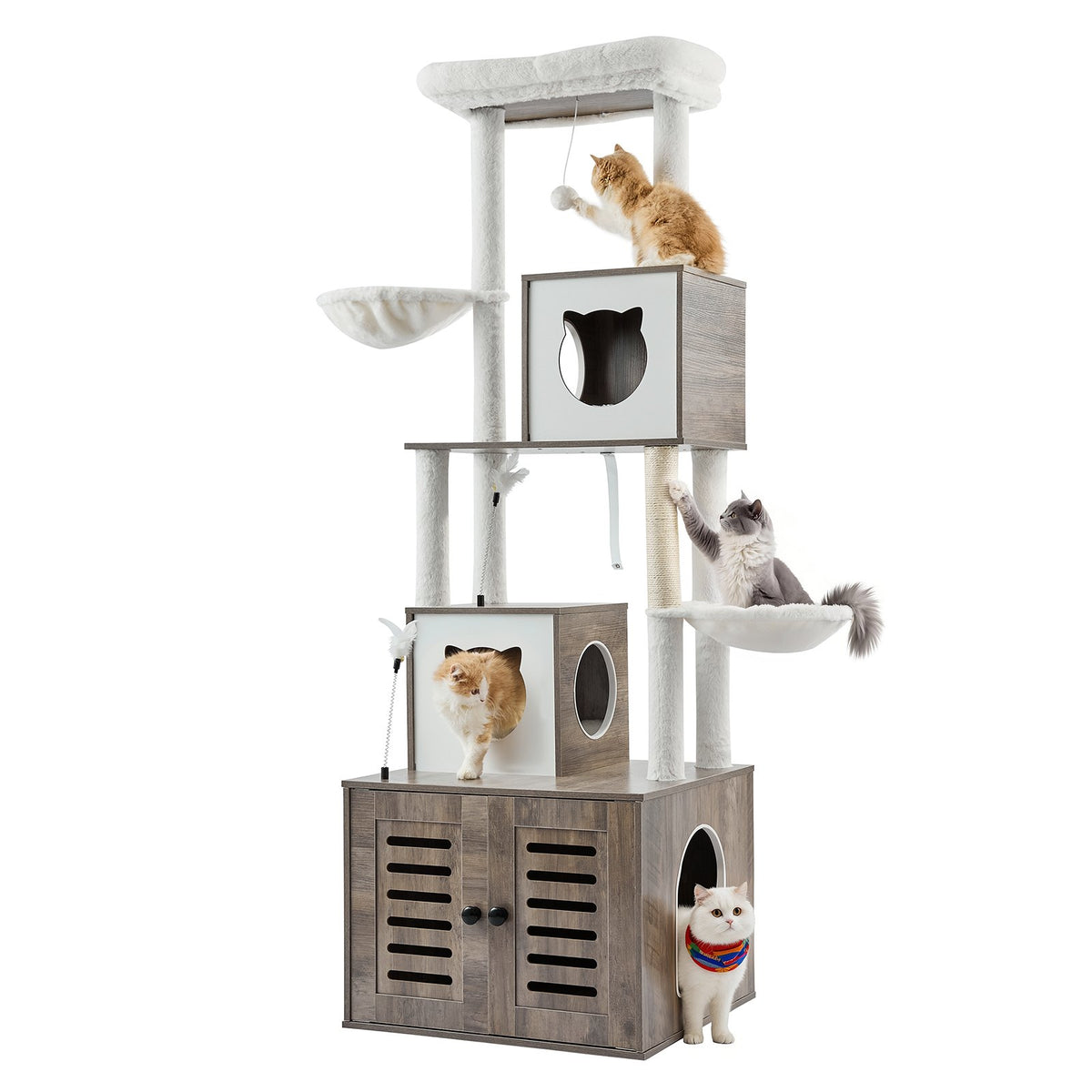 VEVOR 2 in 1 Cat Tower with Toilet Compartment and Play Zone