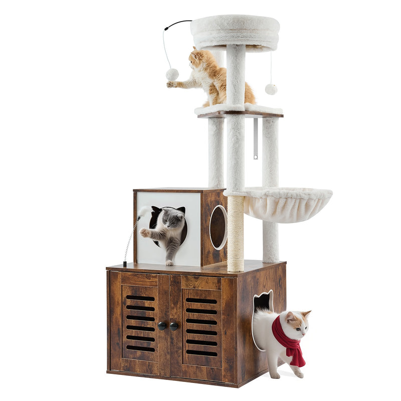 VEVOR kaķu rāpšanās koks, kaķu skrāpēšanas koks, spēļu koks, 580x500x1400 mm