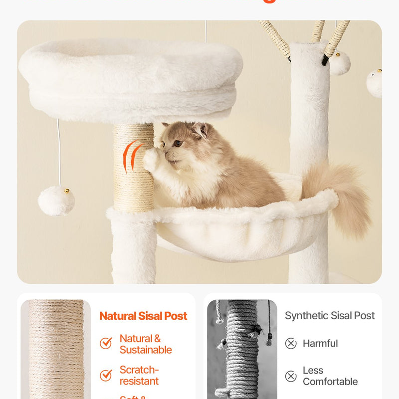 VEVOR liels 2-in-1 kaķu tornis un tualetes skapītis - iekštelpu kaķu rotaļu māja