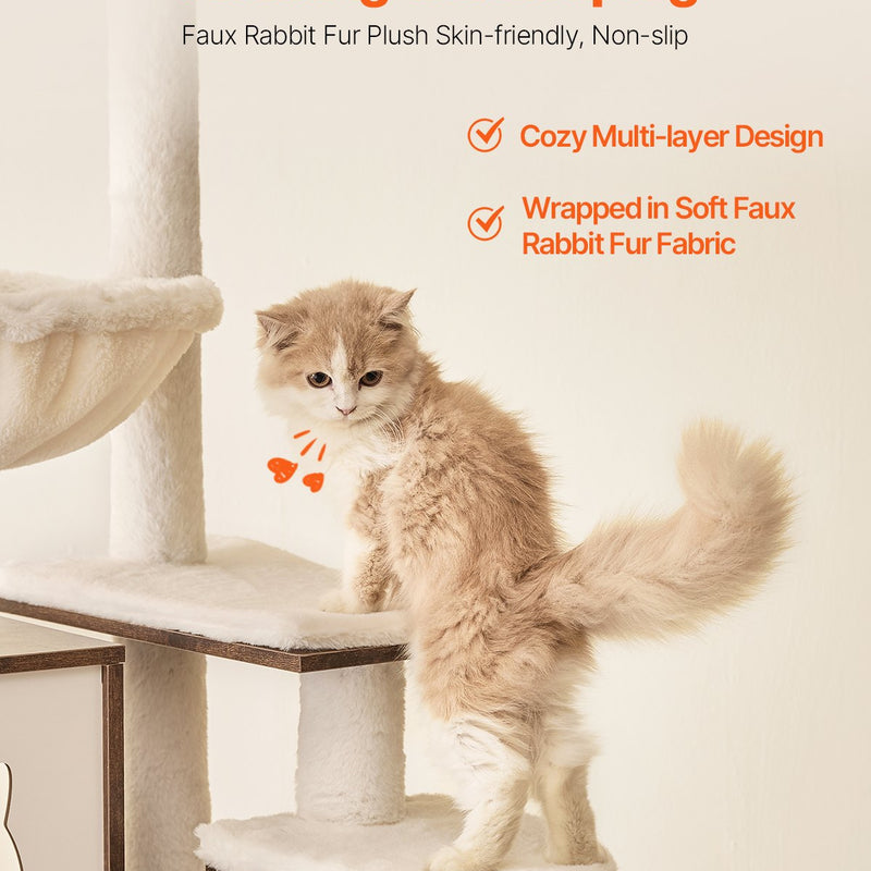 VEVOR liels 2-in-1 kaķu tornis un tualetes skapītis - iekštelpu kaķu rotaļu māja