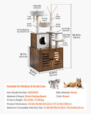 VEVOR liels 2-in-1 kaķu tornis un tualetes skapītis - iekštelpu kaķu rotaļu māja