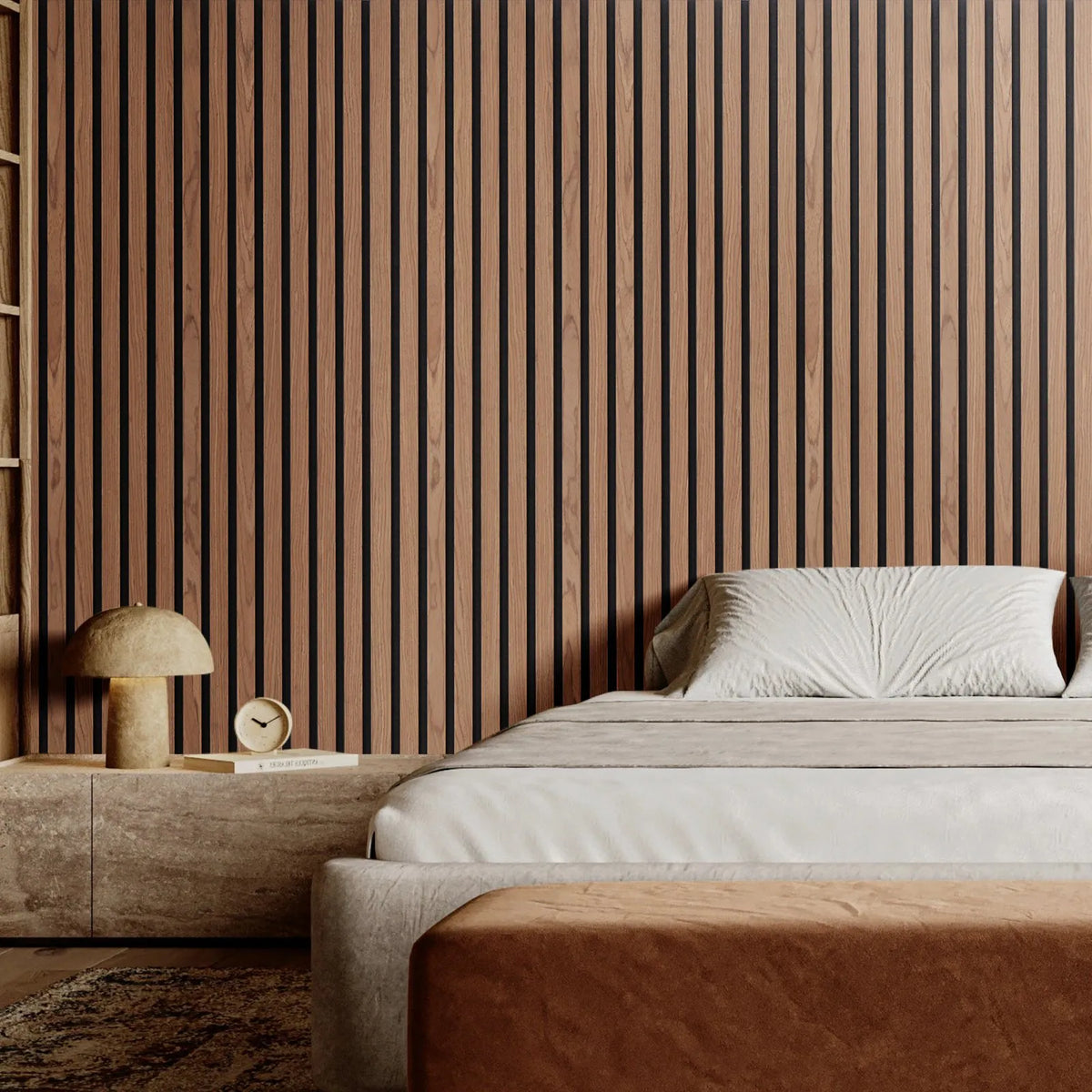 VEVOR Wood Slat Acoustic Panels, 600 × 1200 mm, MDF Accent Wood Wall Panels for Modern Interior, Artificial Wood Wall Panels for Stylish Décor and Noise Reduction, Walnut Colour
