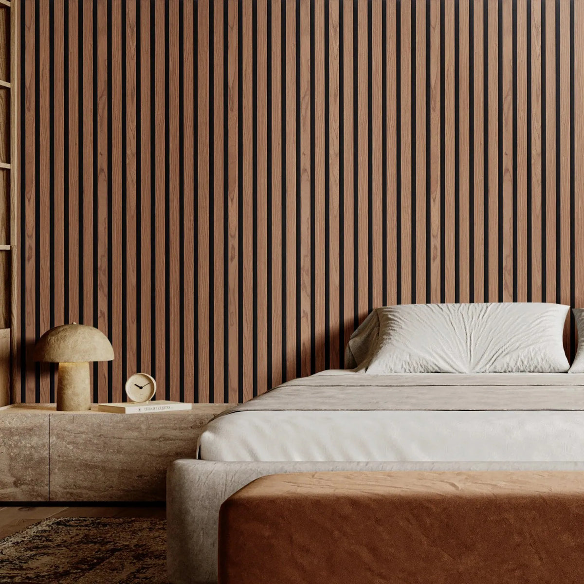 VEVOR Wood Slat Acoustic Panels, 200 × 2400 mm, MDF Accent Wood Wall Panels for Modern Interior, Artificial Wood Wall Panels for Stylish Décor and Noise Reduction, Walnut Colour