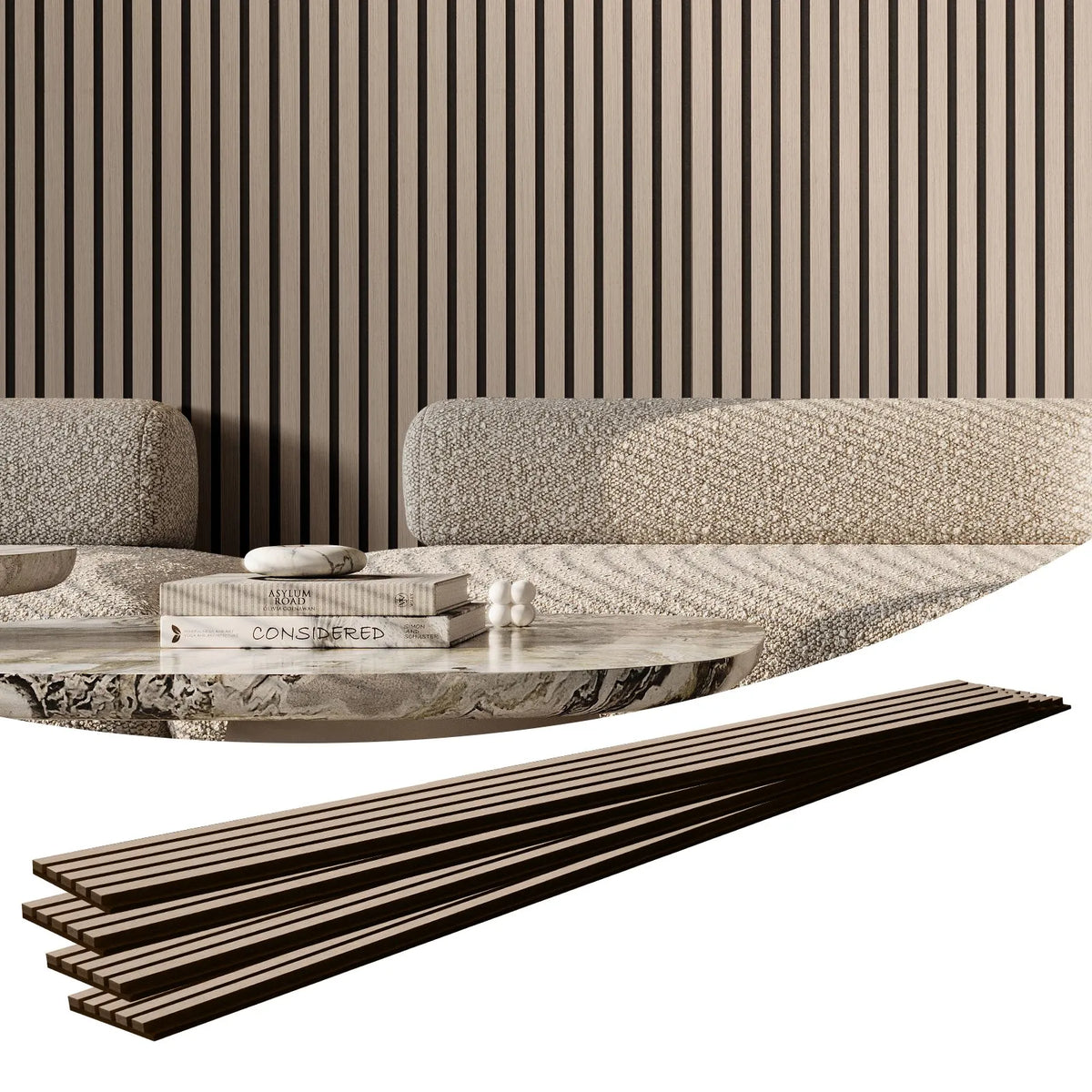 VEVOR Wood Slat Acoustic Panels, 200 × 2400 mm, MDF Accent Wood Wall Panels for Modern Interior Décor, Artificial Wood Wall Panels for Noise Reduction, Silver Oak Colour