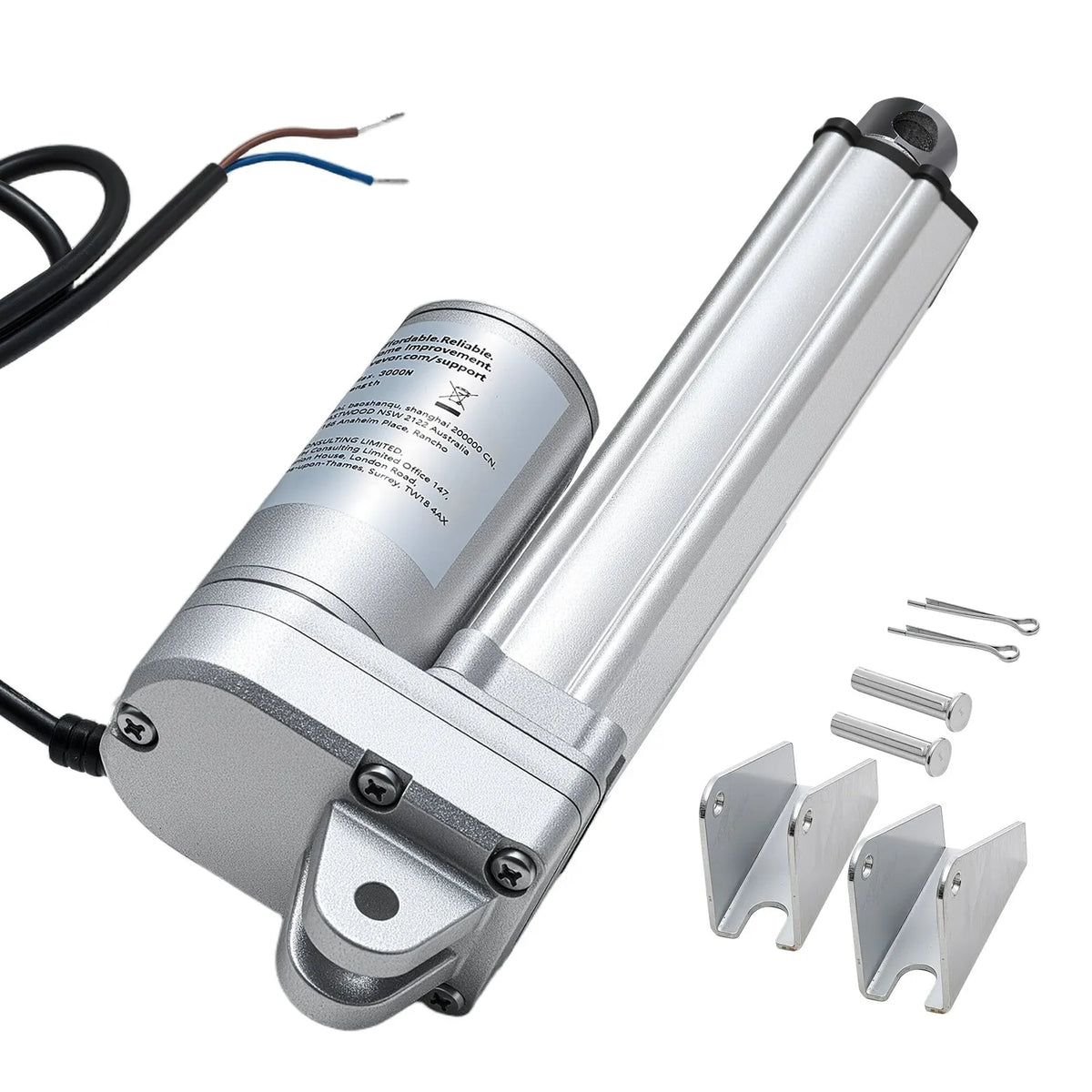 VEVOR Linear Actuator 12 V 10.2 cm IP65 Waterproof 3000 N 5 mm/s Linear Motion Actuator with Mounting Brackets for Solar Panel Tracking Systems Industrial Equipment and Door Openers