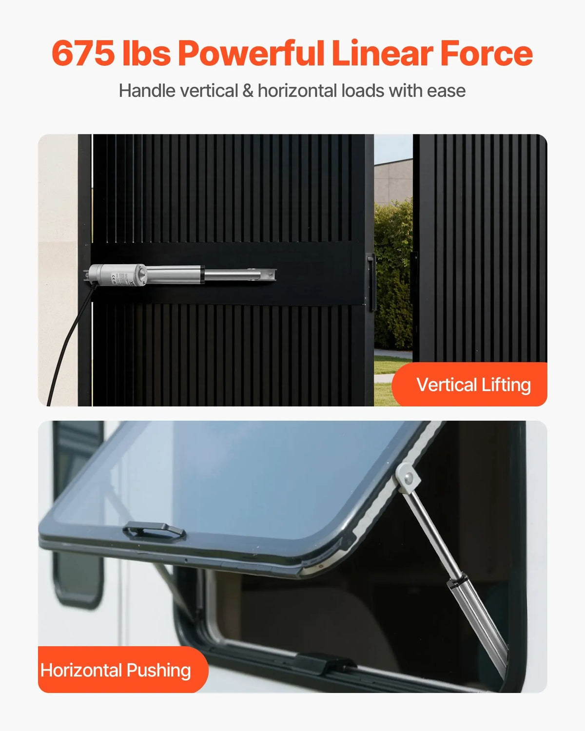 VEVOR Linear Actuator 12 V 10.2 cm IP65 Waterproof 3000 N 5 mm/s Linear Motion Actuator with Mounting Brackets for Solar Panel Tracking Systems Industrial Equipment and Door Openers