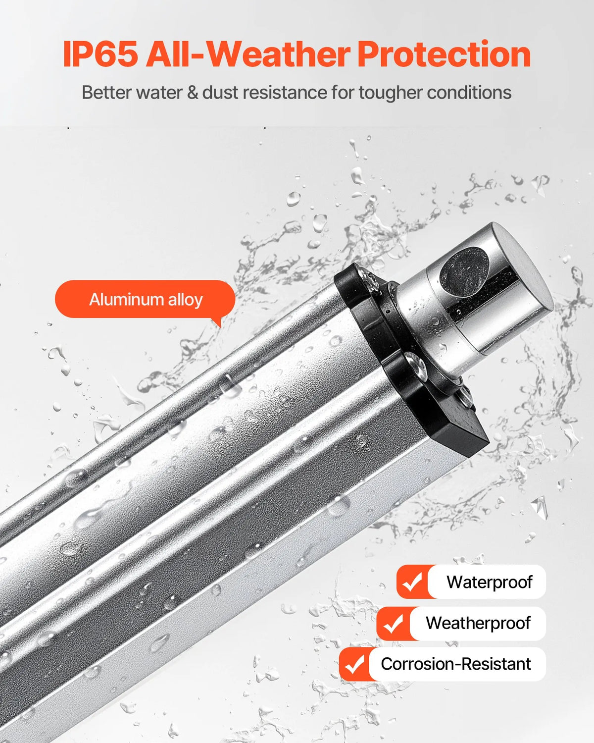 VEVOR Linear Actuator 12 V 10.2 cm IP65 Waterproof 3000 N 5 mm/s Linear Motion Actuator with Mounting Brackets for Solar Panel Tracking Systems Industrial Equipment and Door Openers