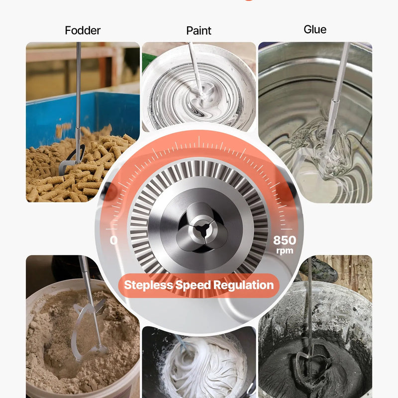 VEVOR urbjmaisītājs, 12,7 mm vadu elektriskais urbjmaisītāja komplekts, 0–850 apgr./min, 3,2 A maisīšanas urbjmašīna, maisīšanas iekārta ar D veida rokturi urbšanai un maisīšanai, rokas cementa maisītājs barībai, krāsai un cementam