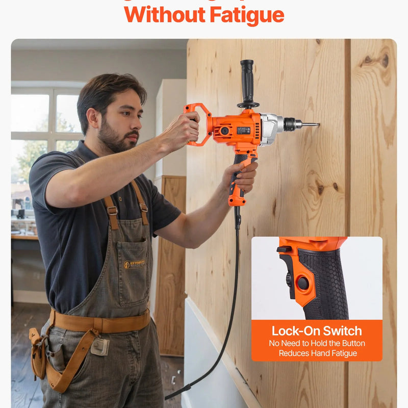 VEVOR urbjmaisītājs, 12,7 mm vadu elektriskais urbjmaisītāja komplekts, 0–850 apgr./min, 3,2 A maisīšanas urbjmašīna, maisīšanas iekārta ar D veida rokturi urbšanai un maisīšanai, rokas cementa maisītājs barībai, krāsai un cementam