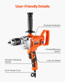 VEVOR urbjmaisītājs, 12,7 mm vadu elektriskais urbjmaisītāja komplekts, 0–850 apgr./min, 3,2 A maisīšanas urbjmašīna, maisīšanas iekārta ar D veida rokturi urbšanai un maisīšanai, rokas cementa maisītājs barībai, krāsai un cementam