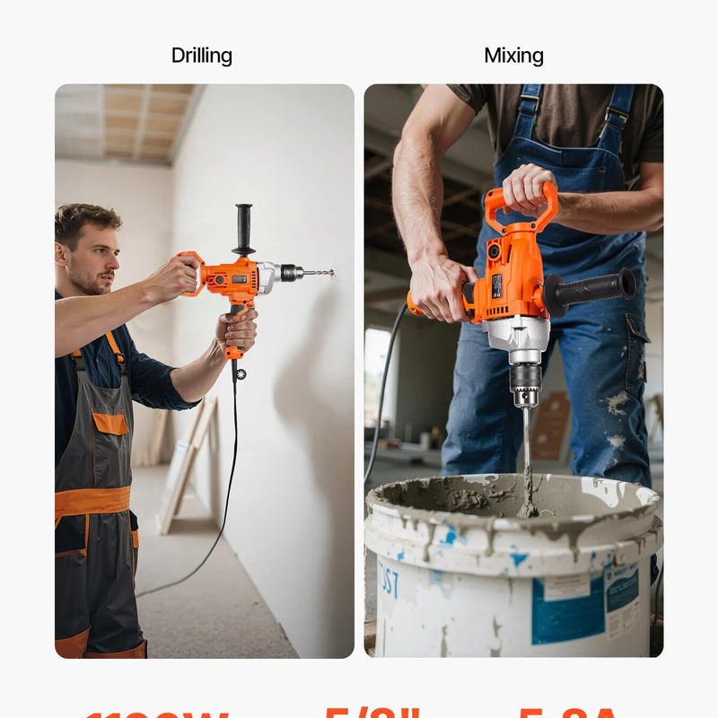 VEVOR urbjmaisītājs, 15,89 mm vadu elektriskais urbjmaisītāja komplekts, 0–850 apgr./min, 3,2 A maisīšanas urbjmašīna, maisīšanas iekārta ar D veida rokturi urbšanai un maisīšanai, rokas cementa maisītājs barībai, krāsai un cementam