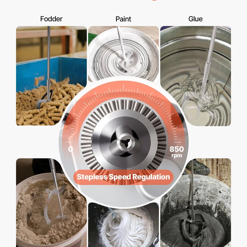 VEVOR urbjmaisītājs, 15,89 mm vadu elektriskais urbjmaisītāja komplekts, 0–850 apgr./min, 3,2 A maisīšanas urbjmašīna, maisīšanas iekārta ar D veida rokturi urbšanai un maisīšanai, rokas cementa maisītājs barībai, krāsai un cementam