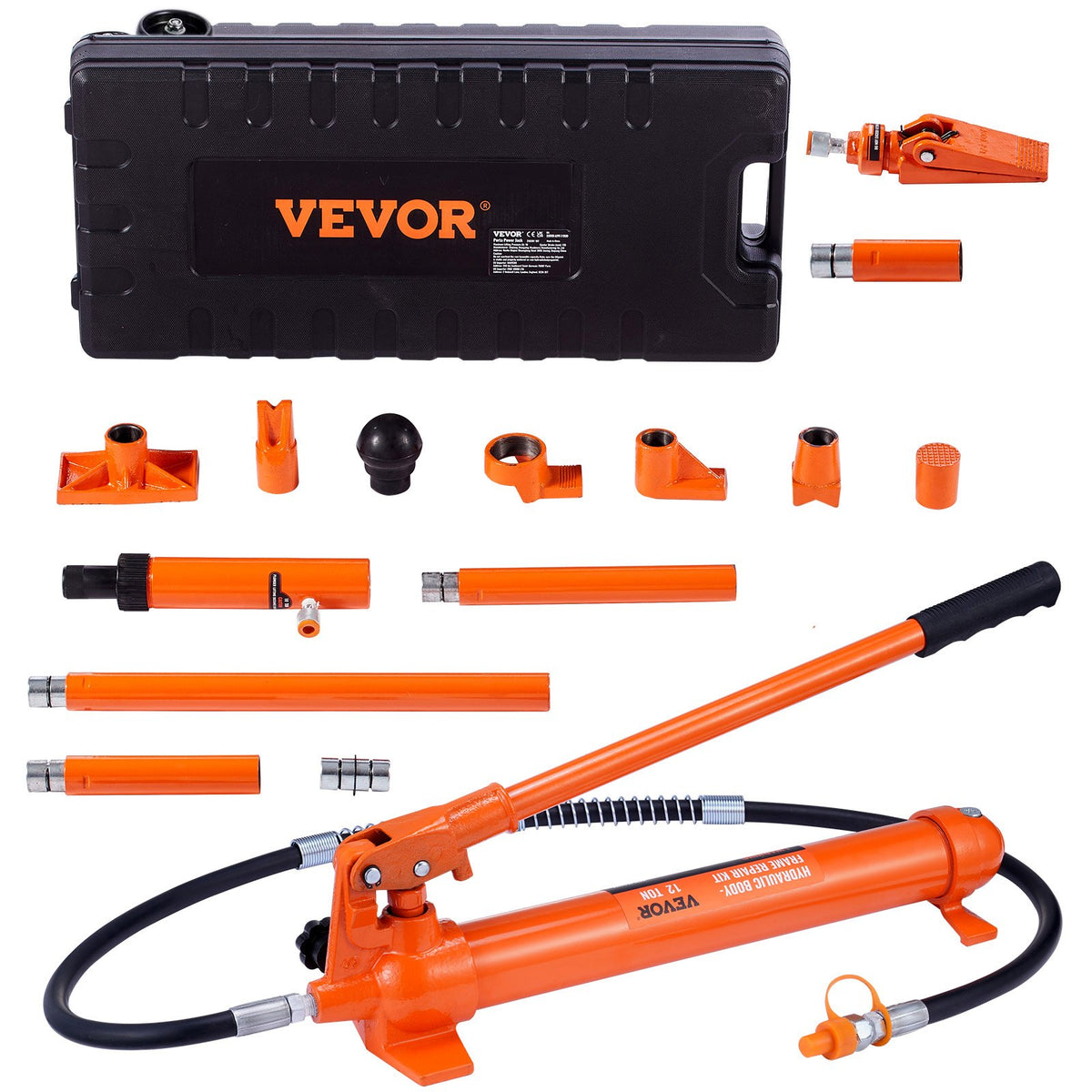 VEVOR 12 Tonne Hydraulic Floor Jack with Air Pump, Lift and Cylinder Frame, Porta Power Repair Kit