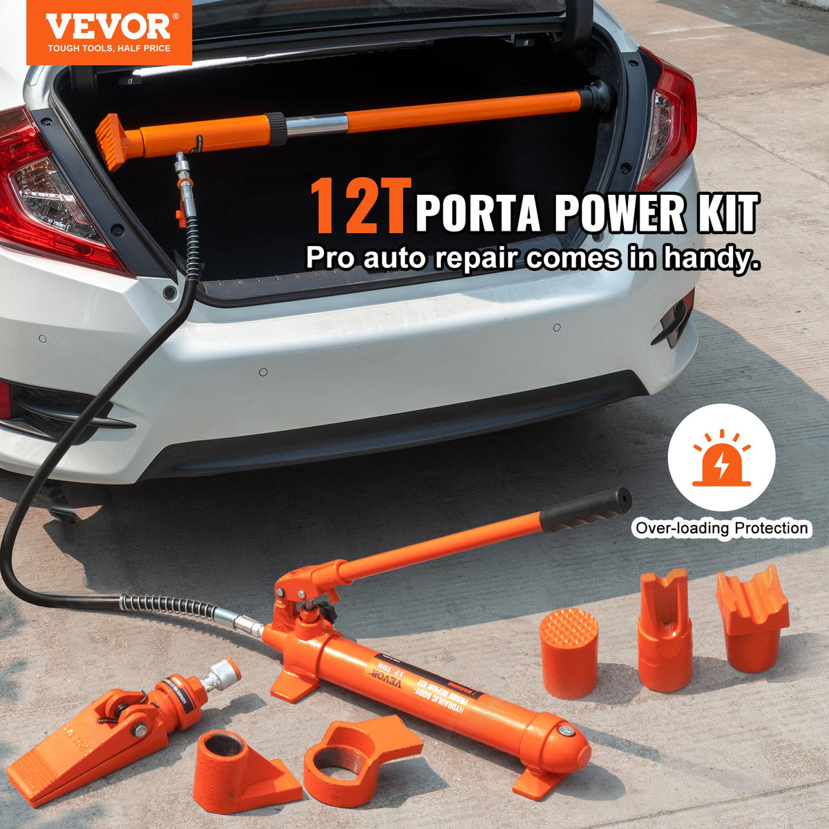 VEVOR 12 Tonne Hydraulic Floor Jack with Air Pump, Lift and Cylinder Frame, Porta Power Repair Kit