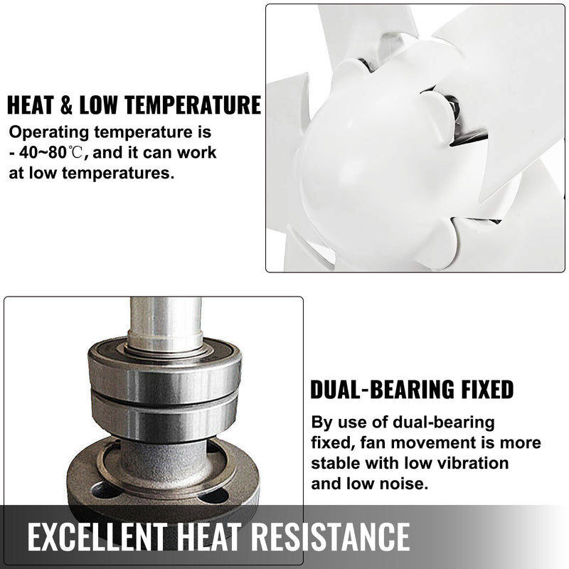 VEVOR 500W vēja turbīna, 12V DC, ar 5 asmeņiem, paredzēta dārza un ielas apgaismojumam, ar lādētāja kontrolieri