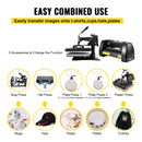 VEVOR 5-in-1 Siltumspiedes iekārta – 375 mm Vinila griešanas ploteris, 30 x 38 cm plātņu prese, mākslas amatniecības sublimācijas printeris