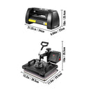 VEVOR 5-in-1 Siltumspiedes iekārta – 375 mm Vinila griešanas ploteris, 30 x 38 cm plātņu prese, mākslas amatniecības sublimācijas printeris