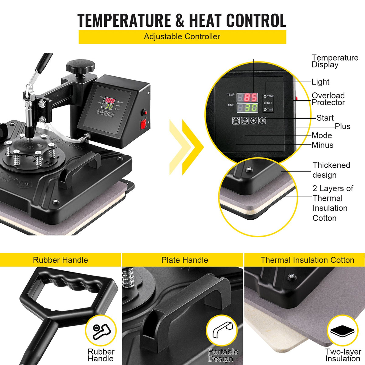 VEVOR Heat Press 38 × 30 cm 6-in-1 for T-shirts, Mugs, Caps and Plates