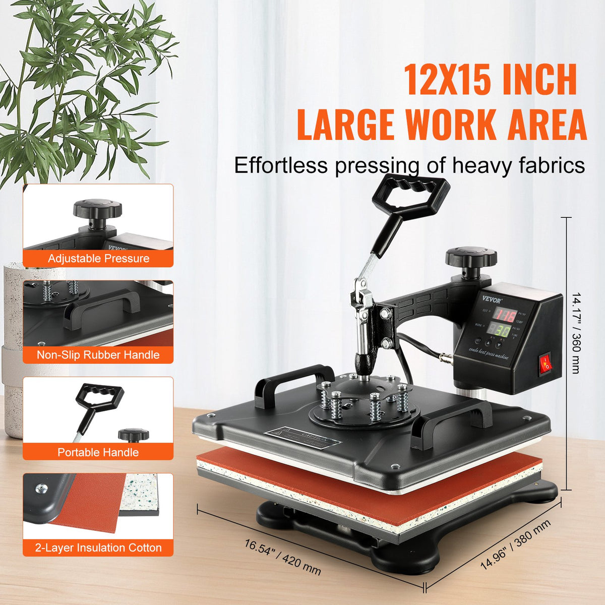 VEVOR Heat Press 38 × 30 cm 8-in-1 for T-shirts, Mugs, Caps and Plates