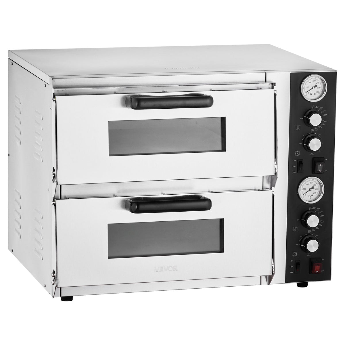 VEVOR электрическая печь для пиццы 46 см, двухъярусная, до 450 °C, с термометром и таймером, настольная