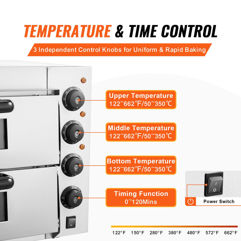 VEVOR komerciālā galda picas krāsns, elektriskā, līdz 40,6 cm picām, iekštelpām