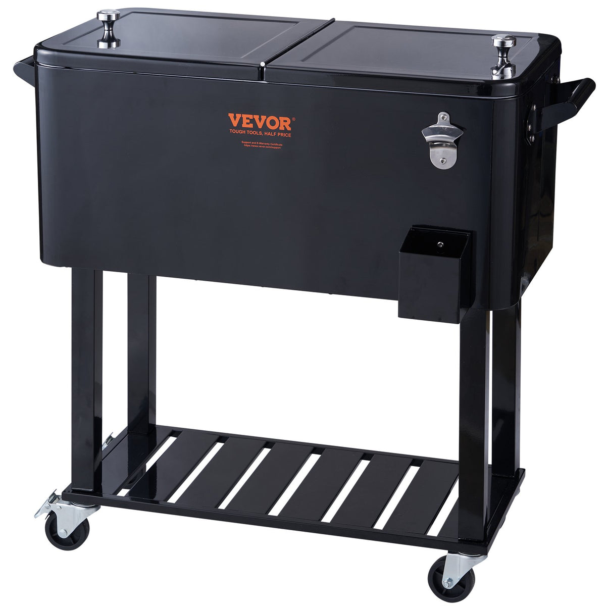 VEVOR Portable Ice Cooler 80 L on Wheels with Bottle Opener and Handles, for Bar and Terrace, Black