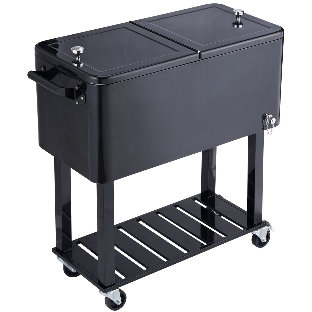 VEVOR Portable Ice Cooler 80 L on Wheels with Bottle Opener and Handles, for Bar and Terrace, Black