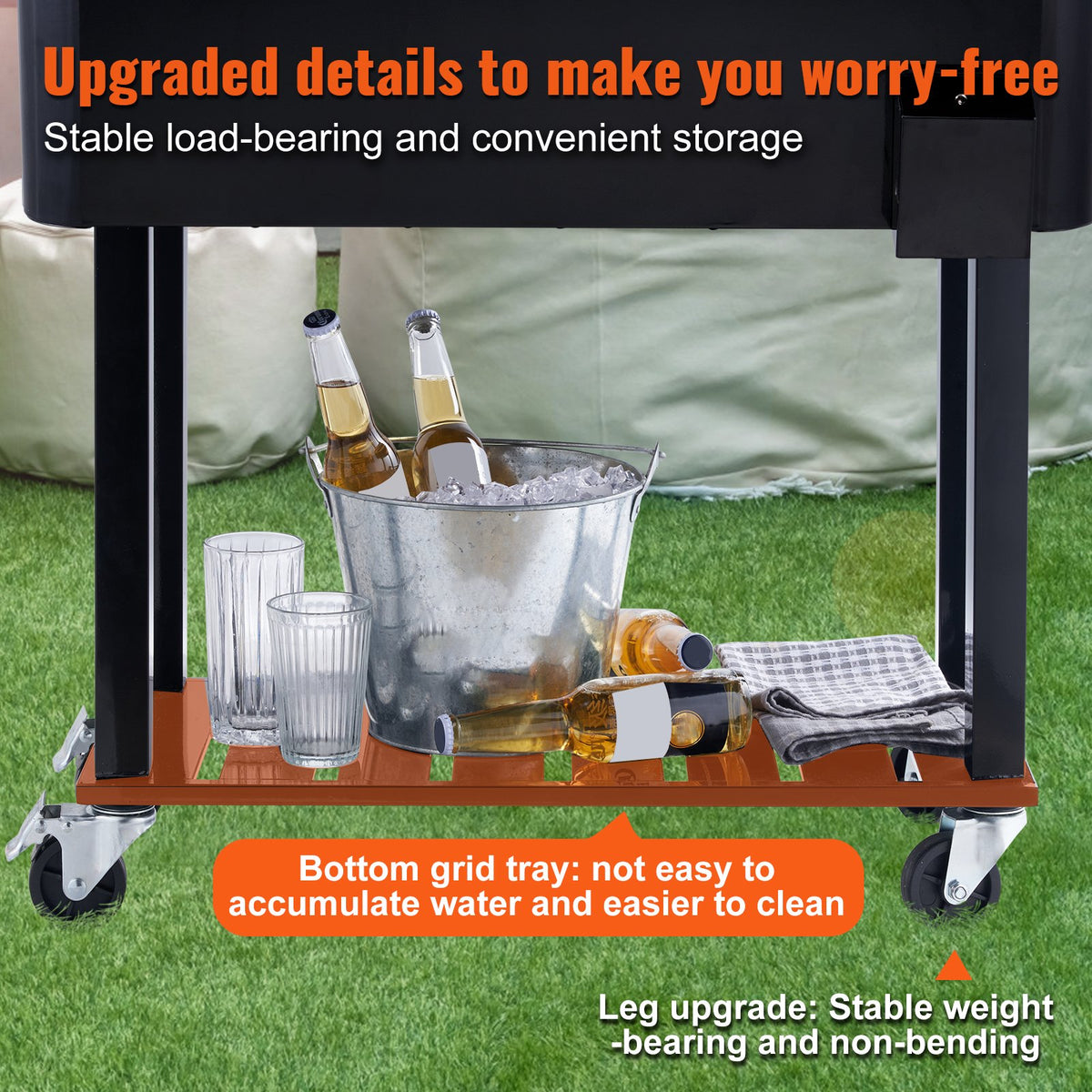 VEVOR Portable Ice Cooler 80 L on Wheels with Bottle Opener and Handles, for Bar and Terrace, Black