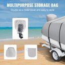 VEVOR pontona pārsegs 7010-7310 mm, 800D jūras klases PU Oksfordas audums, ar motora pārsegu un 16 stiprināšanas siksnām, piemērots platumam līdz 2590 mm, pelēks