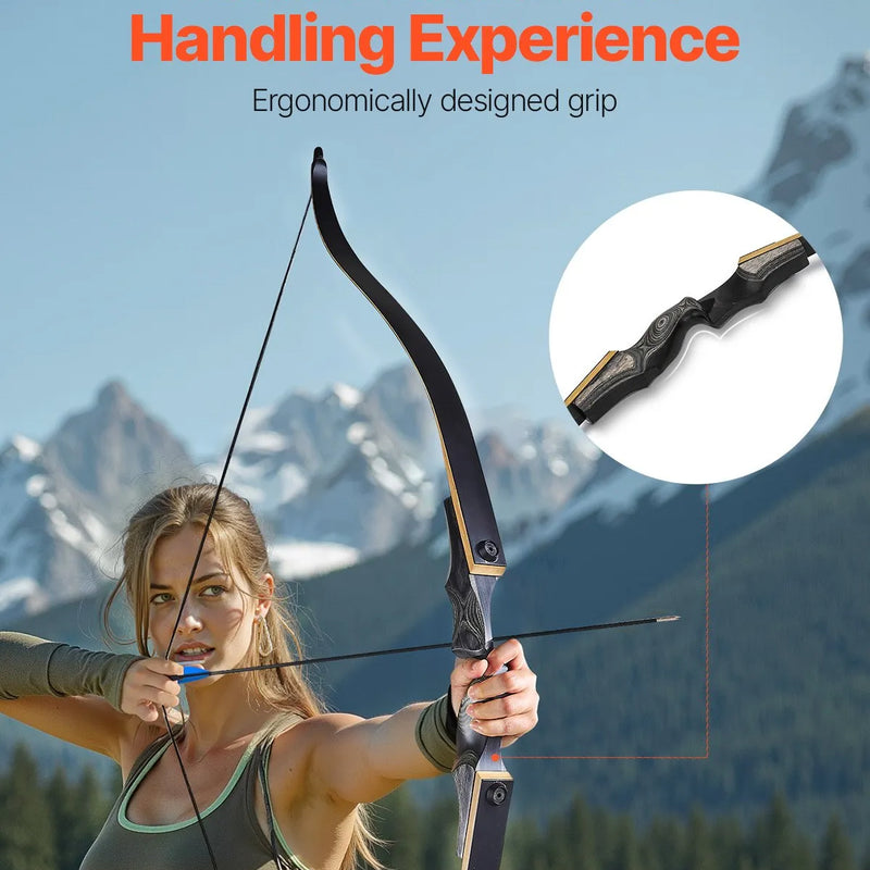 Lokšaušanas komplekts ar recurve loku un bultām, 152 cm koka izjaucamais loks labročiem ar ergonomisku rokturi, treniņiem, šaušanai mērķī un medībām, iesācējiem un pieredzējušiem, 13,6 kg