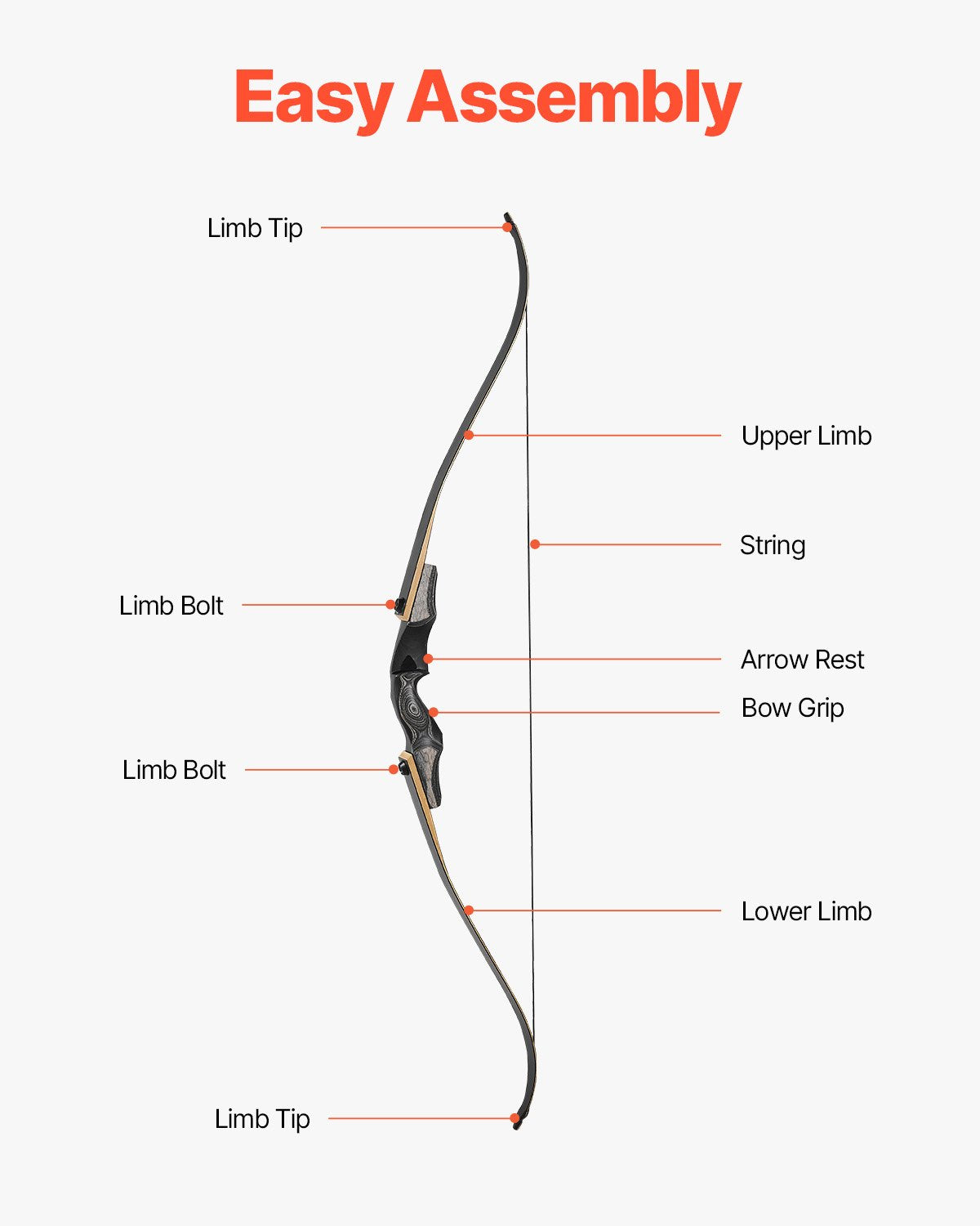 Recurve Bow Archery Set — 152 cm Takedown Wooden Bow for Right-Handers with Ergonomic Grip, Suitable for Training and Target Shooting (13.6 lbs), for Beginners and Experienced Archers