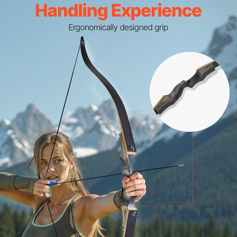 Lokšaušanas komplekts ar recurve loku un bultām, 152 cm koka izjaucamais loks labročiem ar ergonomisku rokturi, treniņiem, mērķšaušanai un medībām, iesācējiem un pieredzējušiem, 15,9 kg