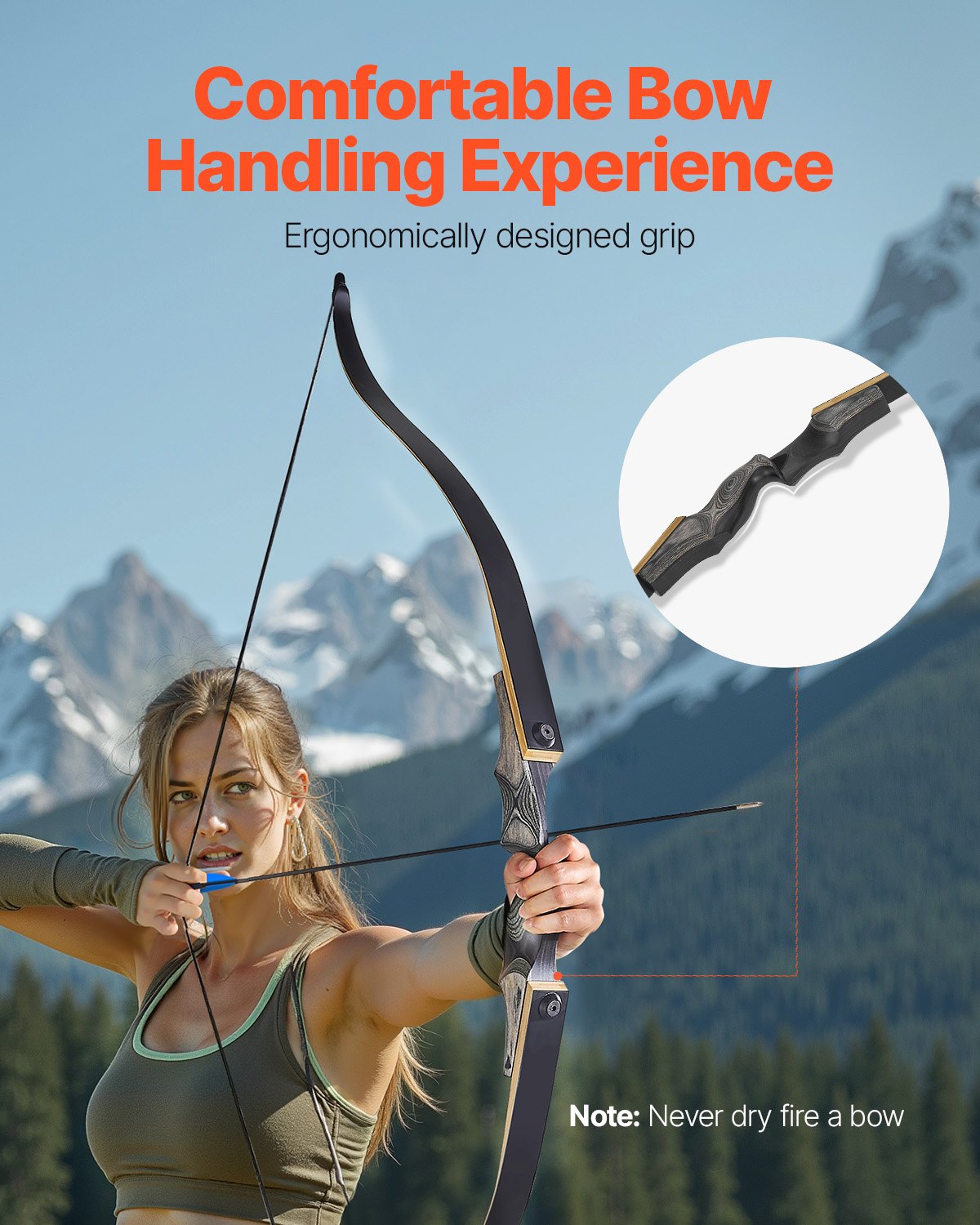 VEVOR Sports Recurve Bow Set with Training Arrows, 152 cm Takedown Wooden Bow with Ergonomic Handle – Suitable for Target Shooting Beginners and Experienced Users