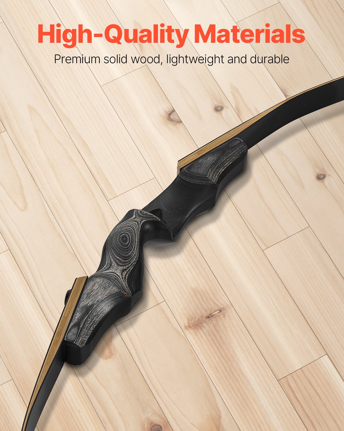 VEVOR Sports Recurve Bow Set with Training Arrows, 152 cm Takedown Wooden Bow with Ergonomic Handle – Suitable for Target Shooting Beginners and Experienced Users