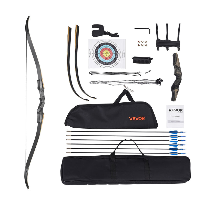 Lokšaušanas komplekts ar recurve loku un bultām, 152 cm koka izjaucamais loks labročiem ar ergonomisku rokturi, treniņiem, mērķšaušanai un medībām, iesācējiem un pieredzējušiem, 15,9 kg