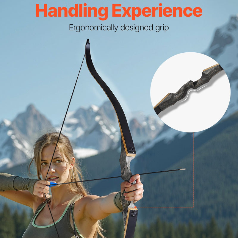 Lokšaušanas komplekts ar recurve loku un bultām, 152 cm koka izjaucamais loks labročiem ar ergonomisku rokturi, treniņiem, mērķšaušanai un medībām, iesācējiem un pieredzējušiem, 20,4 kg