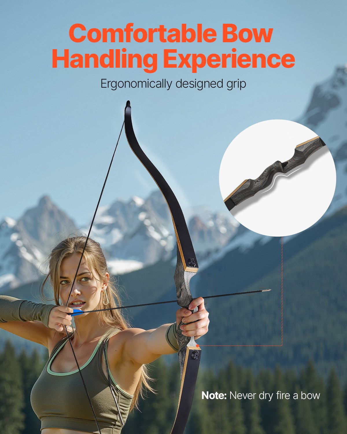 VEVOR Sports and Training Archery Set with Recurve Bow and Arrows — 152 cm Takedown Wooden Bow for Right-Handers with Ergonomic Grip, Suitable for Target Shooting Beginners and Experienced Users (20.4 lbs)