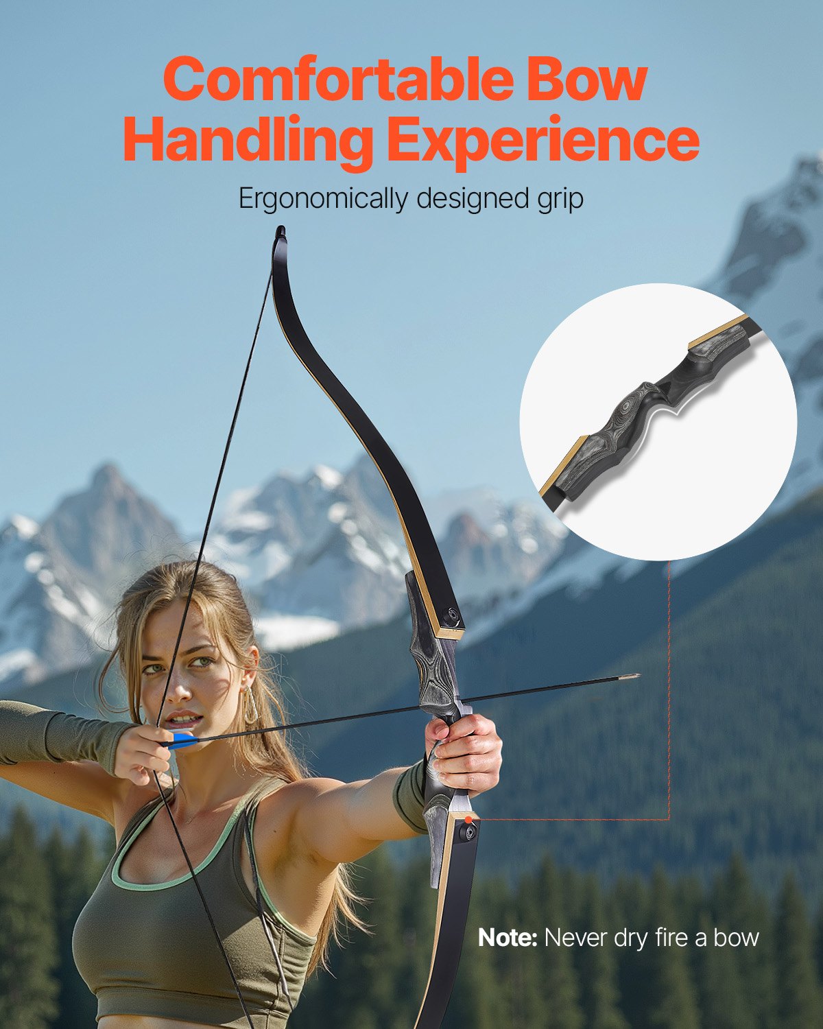 VEVOR Sports and Training Archery Set with Recurve Bow and Arrows — 152 cm Takedown Wooden Bow for Right-Handers with Ergonomic Grip, Suitable for Target Shooting Beginners and Experienced (22.7 lbs)
