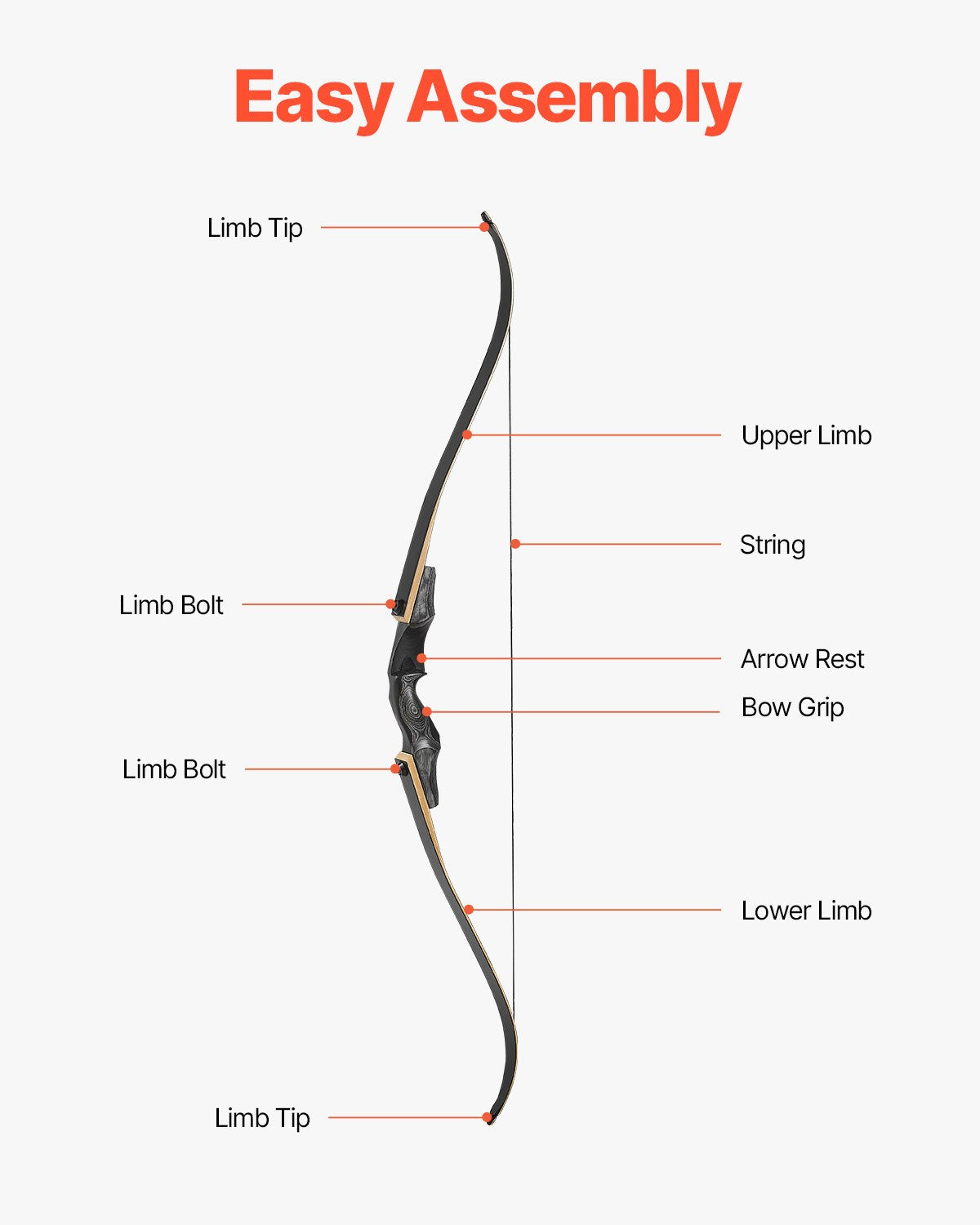 VEVOR Sports and Training Archery Set with Recurve Bow and Arrows — 152 cm Takedown Wooden Bow for Right-Handers with Ergonomic Grip, Suitable for Target Shooting Beginners and Experienced (22.7 lbs)
