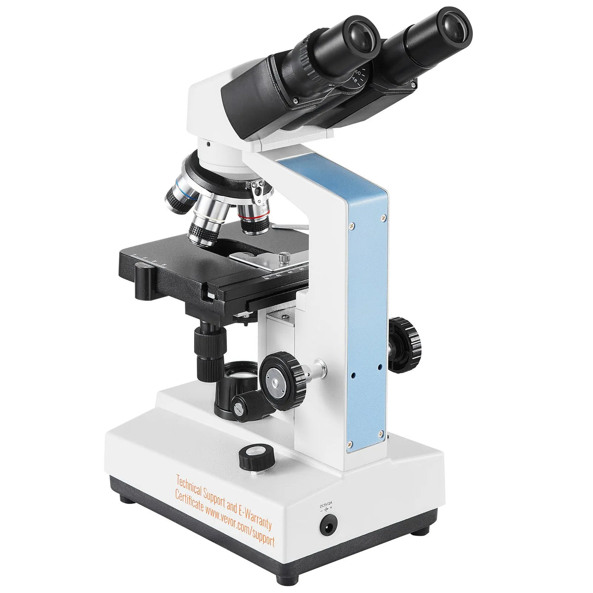 VEVOR Binocular Laboratory Microscope with LED Illumination, 40–2500× Magnification, Dual-Layer Mechanical Stage, Includes Phone Holder and Microscope Slides