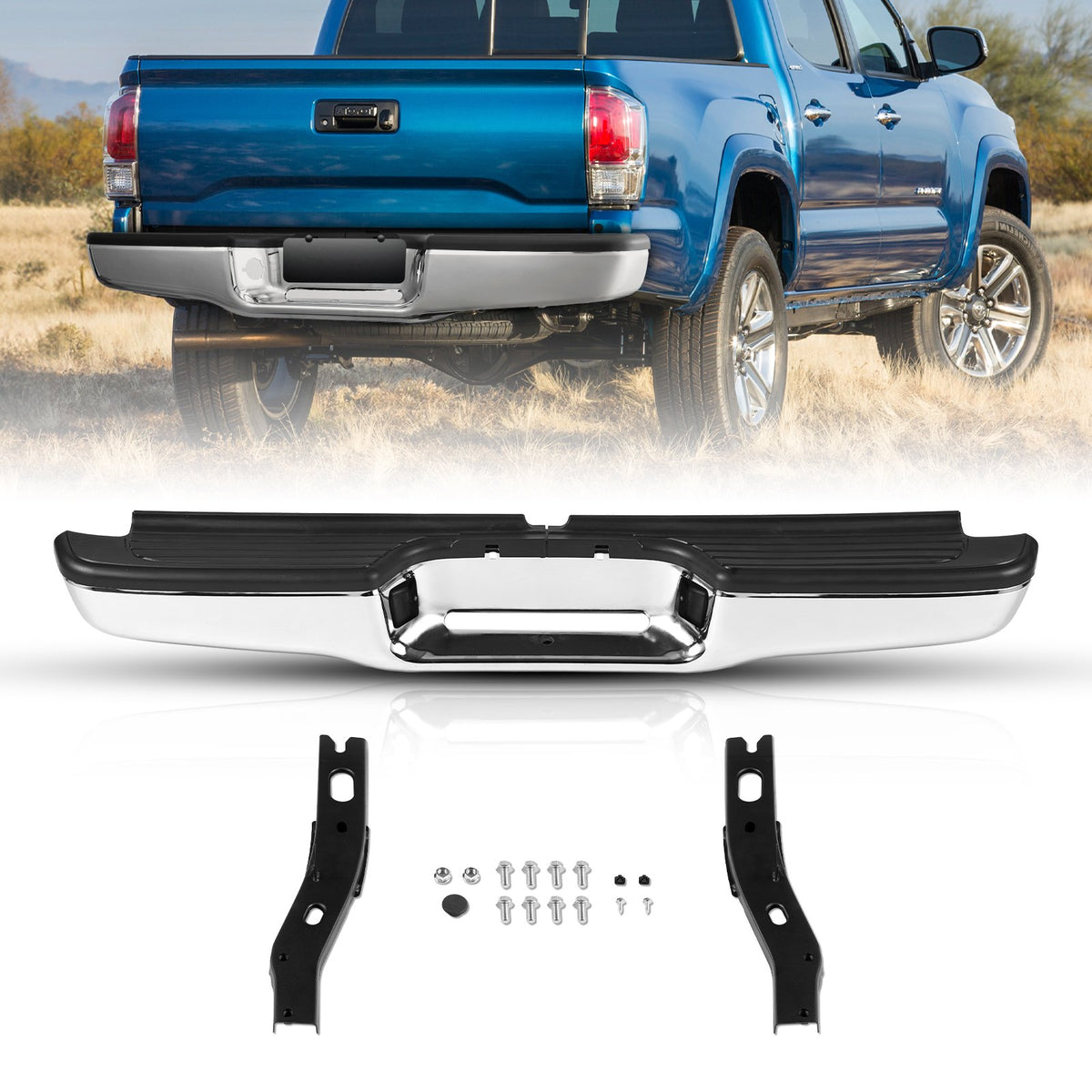 VEVOR Rear Step Bumper, Chrome Steel Bumper for Toyota Tacoma 1995-2004
