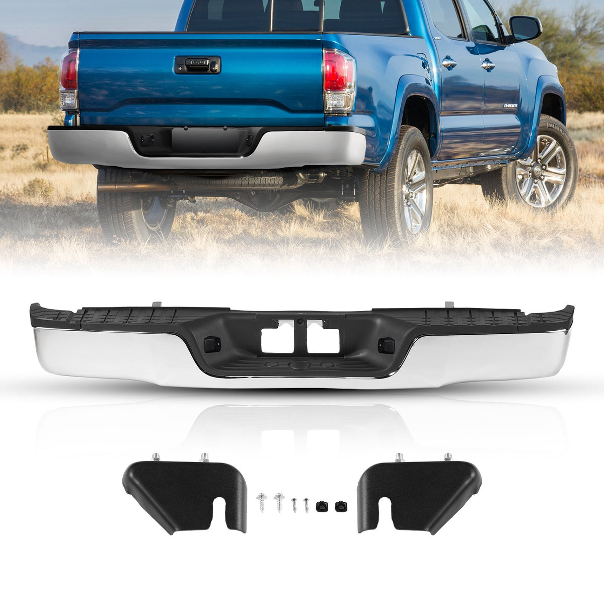 VEVOR Rear Step Bumper Chrome Steel Bumper 2007-2013 Toyota Tundra