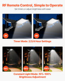 VEVOR 12 000 W saules ielas lampa āra apstākļiem, 900 000 lm, augstas jaudas LED prožektors autostāvvietām ar krēslas–rītausmas režīmu, dalītā tipa drošības apgaismojums ar RF tālvadību, IP65, piebraucamajam ceļam un pagalmam