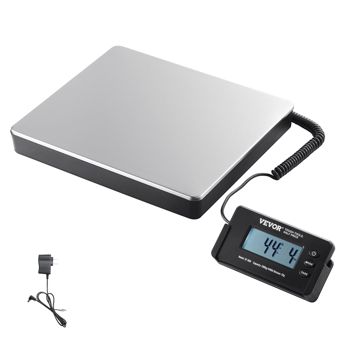 VEVOR Digital Postal Scale, 200 kg Capacity with 50 g Accuracy, AC/DC, LCD Display