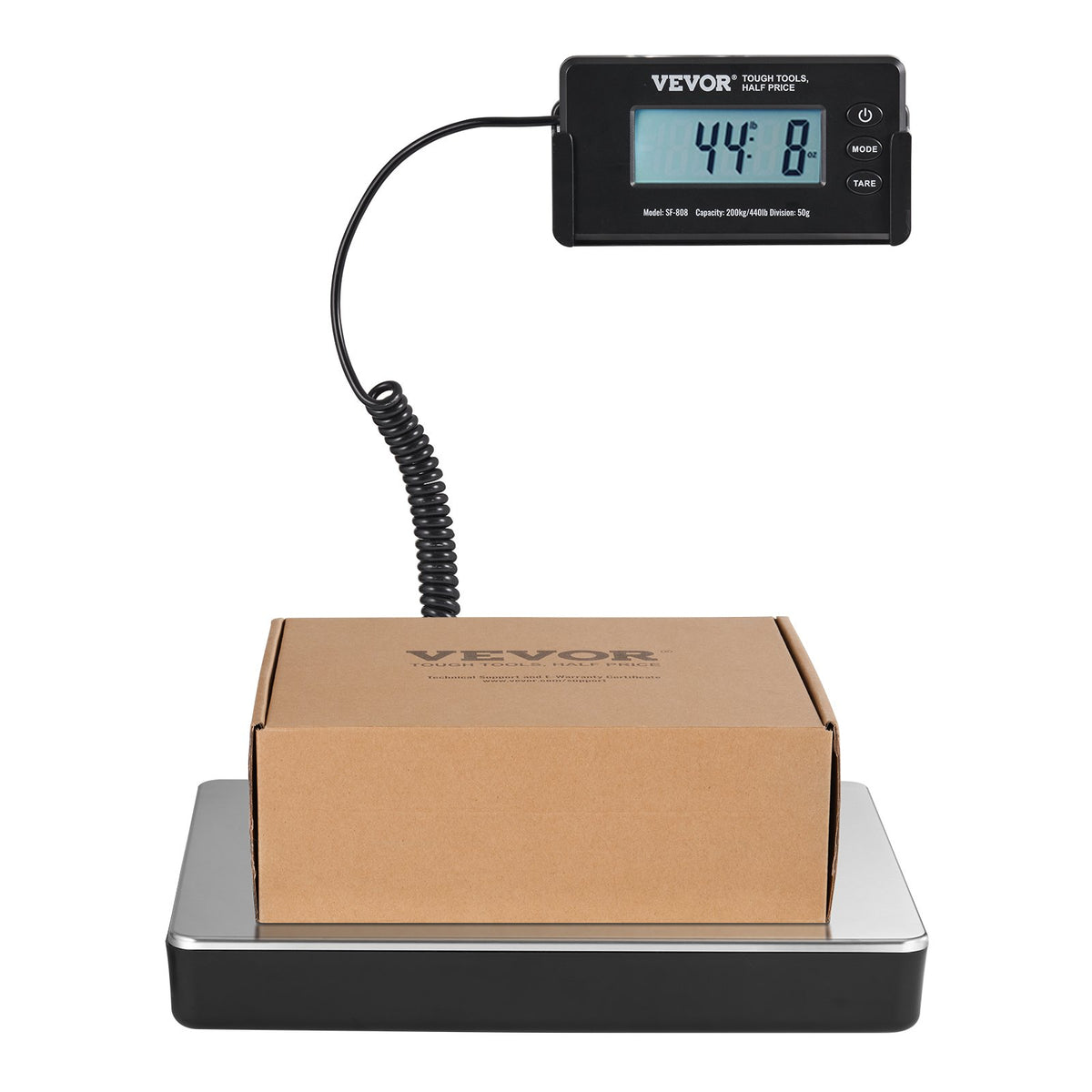 VEVOR Digital Postal Scale, 200 kg Capacity with 50 g Accuracy, AC/DC, LCD Display