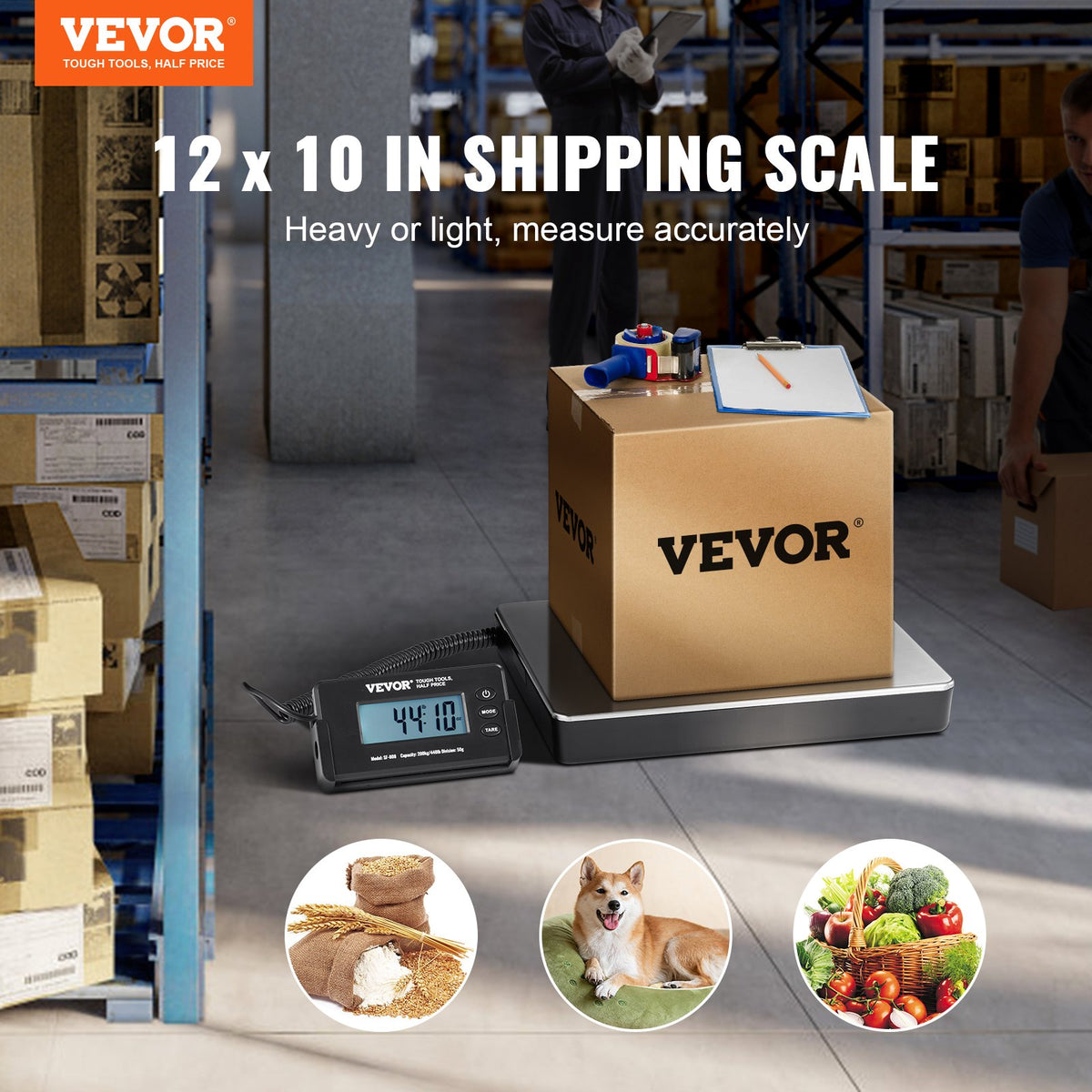 VEVOR Digital Postal Scale, 200 kg Capacity with 50 g Accuracy, AC/DC, LCD Display