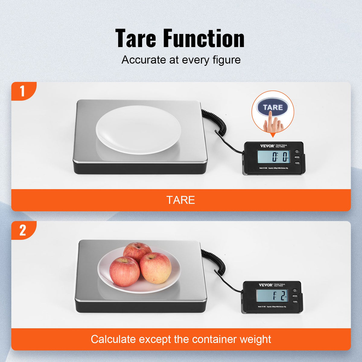 VEVOR Digital Postal Scale, 200 kg Capacity with 50 g Accuracy, AC/DC, LCD Display